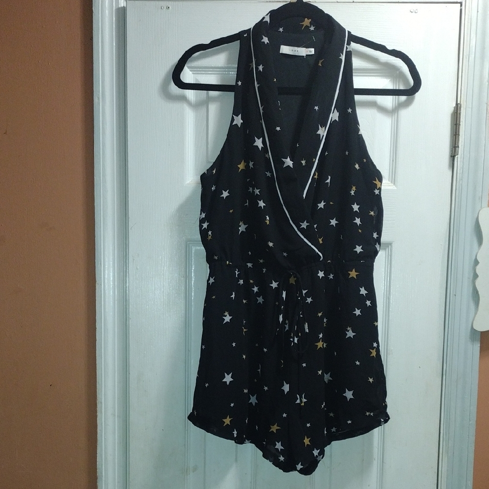 Lush Black Star Print Romper